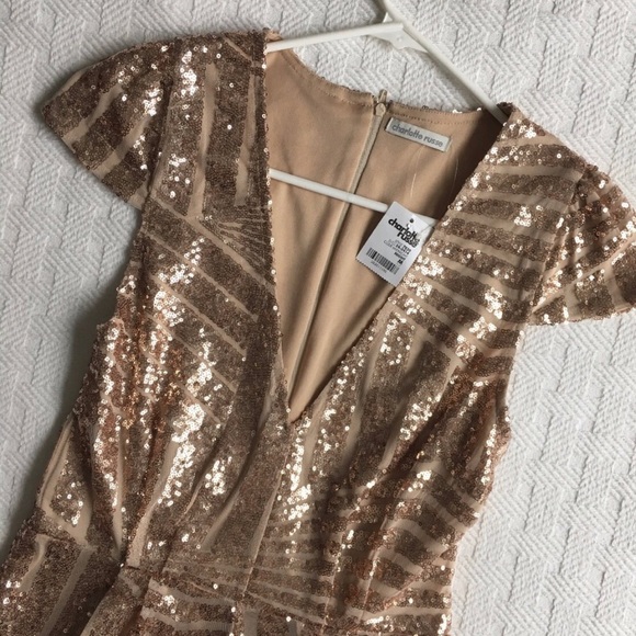 Charlotte Russe Gold Sequence Romper - Picture 4 of 6